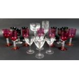 A set of six Michael Harris Isle of Wight glass goblets from the Azurene collection, 13cm tall,