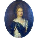 British School (18th century): 'Queen Mary', a half length portrait of a lady in a white dress and