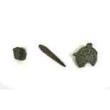 A group of three interesting and decorative Bronze Age, Roman and Early Medieval detectorist