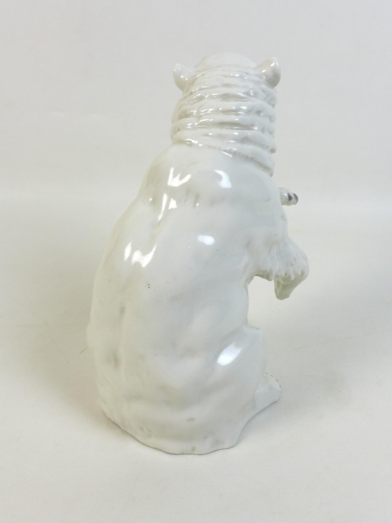 A 20th century Sitzendorf Polar bear figurine, the bear posed bearing teeth and rearing up from - Image 3 of 9