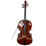 A 7/8 size cello labelled Michael Poller, Producator, De Viora Bucuresti, back length 77cm, 130 by