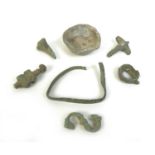 A group of seven Roman, Medieval and later detectorist finds, comprising a Colchester derivative