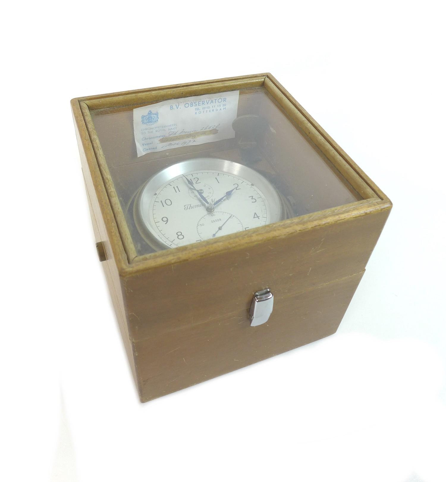 A late 20th century Thomas Mercer marine chronometer, the silvered dial numbered '26528', with two - Image 2 of 10