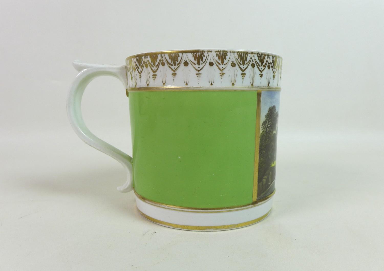 An early 19th century Derby porcelain tankard, decorated with a reserve of trees by a flowing - Image 3 of 15