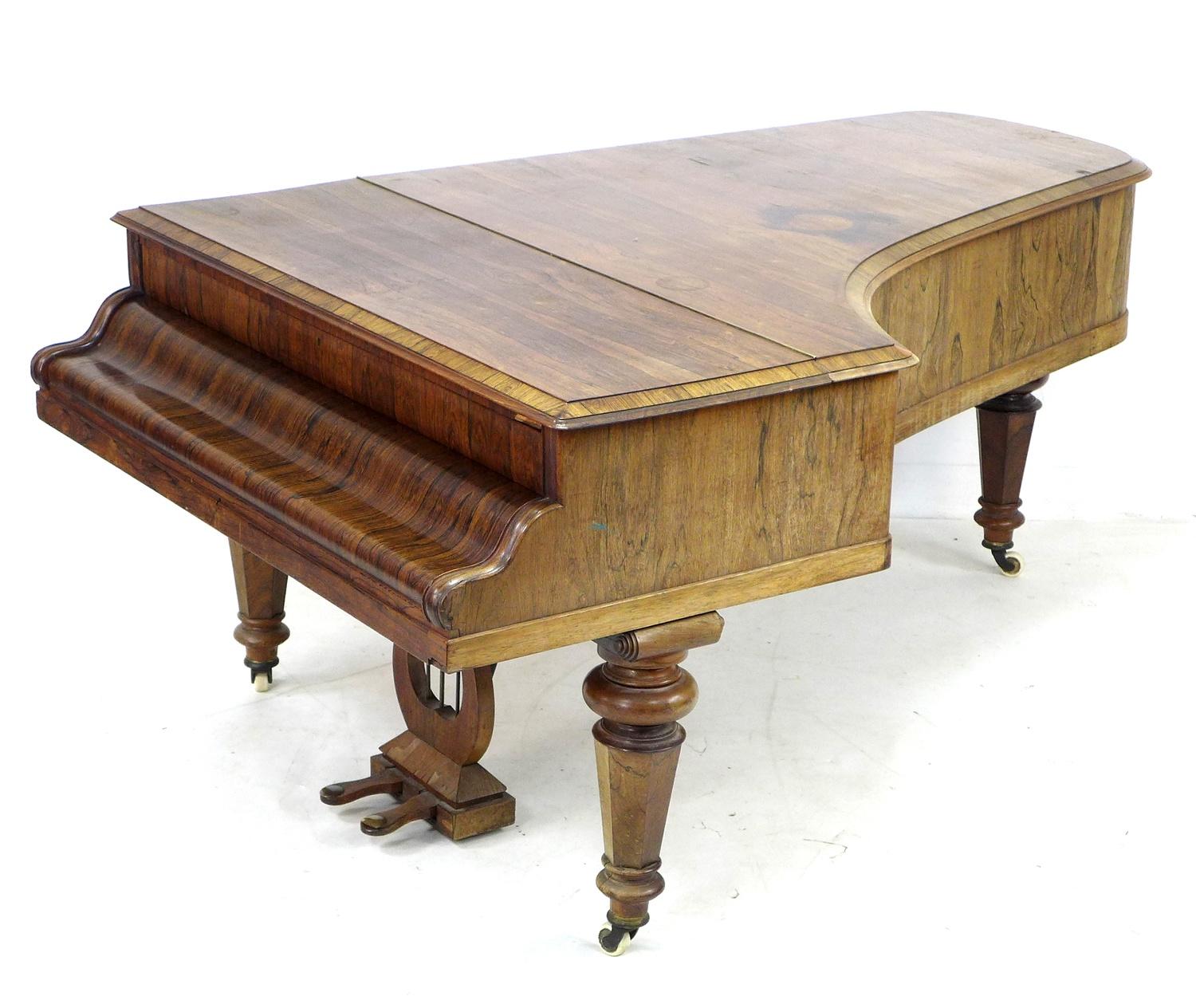 A Victorian Kirkman parlour grand piano, circa 1870, with rosewood veneered case, wooden frame and - Image 2 of 19