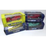 Four Revell die-cast 1:18 scale model sports cars, comprising a Revell Jouefevolution Ferrari 330 P4
