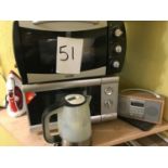 Kenwood microwave and Logik mini cooker, kettle, bush radio, etc.