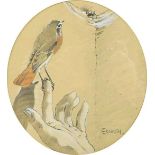 Eric Arnold Roberts Ennion (British, 1900-1981): 'Tame Redstart (on a Spider Hunt)', an original