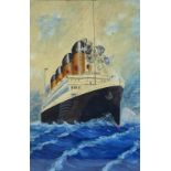 C. Wheeler (early 20th century): The Titanic, watercolour, depicting the liner underway, signed C