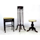 A modern reproduction mahogany jardiniere stand, with four spiral columns and outswept legs, 44.5 by