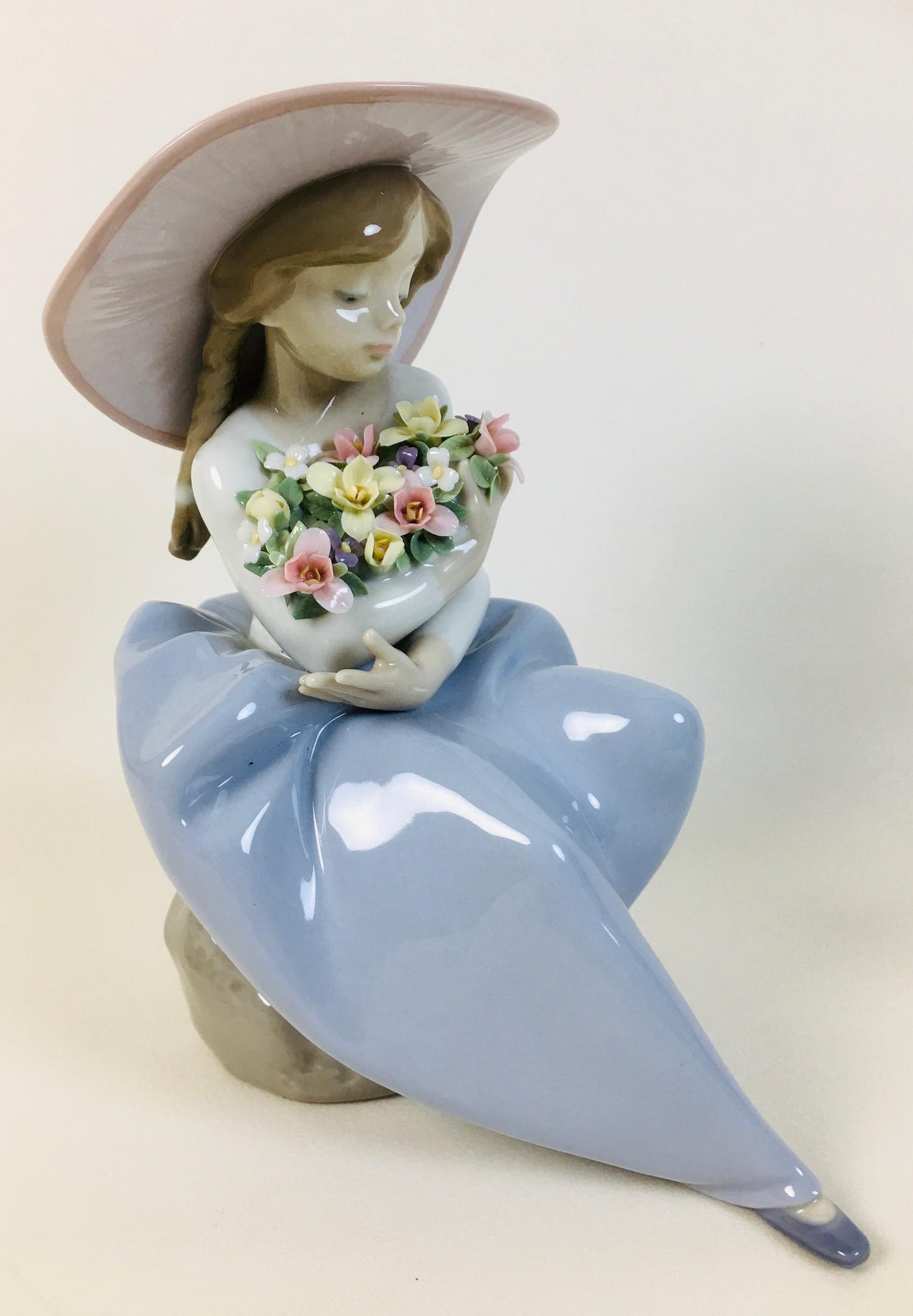 A group of four Lladro figurines, comprising a Lladro figural group 'For you' 5453, 'Fragrant - Image 4 of 5