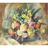 Thomas G. Hill (British, 20th century): still life of flowers, signed and dated '60 lower right, oil