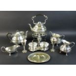 A collection of silver plated wares, including a part tea set with teapot, 25 by 13 by 16.5cm