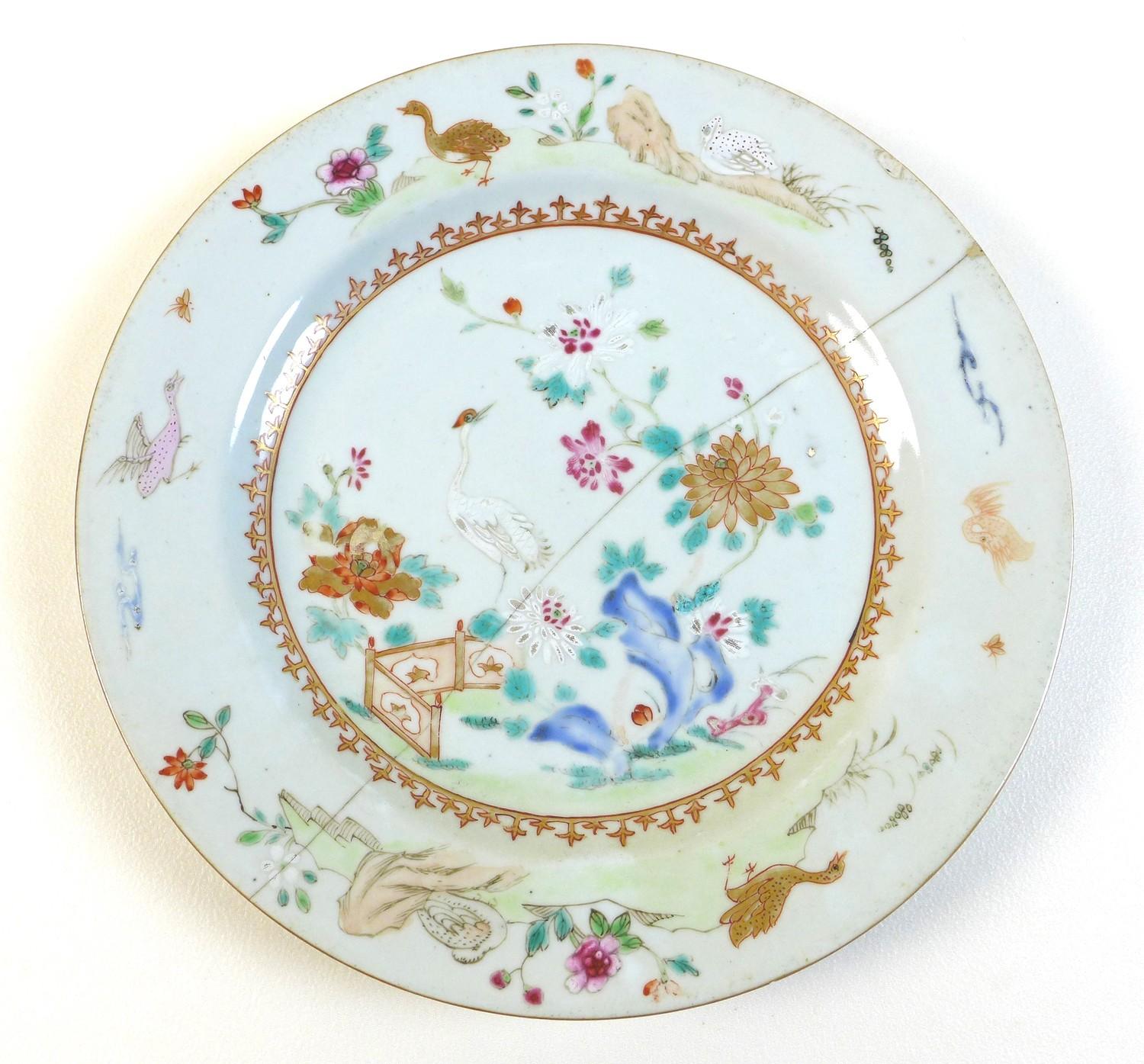 A group of Chinese porcelain, comprising a pair of 18th century famille rose plates, of graduated - Image 10 of 11