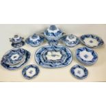 A Copeland late Spode part dinner service, mid 19th century, transfer printed in blue and white,