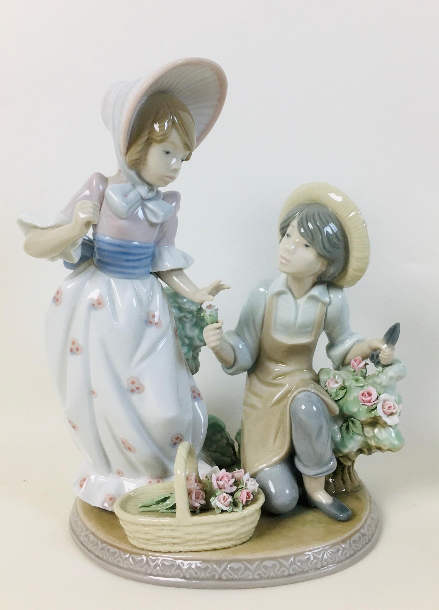 A group of four Lladro figurines, comprising a Lladro figural group 'For you' 5453, 'Fragrant - Image 2 of 5