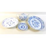 A group of three Meissen porcelain items, each mid 20th century, each decorated in the 'Blue