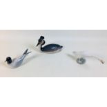 Two Royal Copenhagen porcelain wild birds, a Grebe, 3263, and a Seagull, 1468, together with a