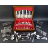 A silver plated canteen of cutlery, by George Butler & Co, six place settings, Dubarry pattern, 44