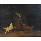 British School (19th century): a canine scene, in naive style after George Armfield, depicting two