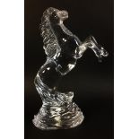 A Waterford crystal figurine of a rearing horse, 15 by 7.5 by 23.5cm high.