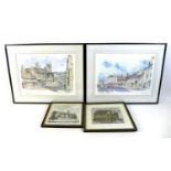 After Derek Abel (British, 1925-2008): a pair of prints of Stamford and Market Deeping, on