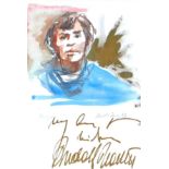 Charlotte Fawley (British, 20th century): 'Nureyev', a portrait, signed in gold pen 'My Best Wishes'