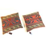 A pair of cushions covered in kilim once belonging to Rudolf Nureyev