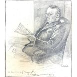An early 20th century British school portrait of a seated bespectacled gentleman, pencil on paper,