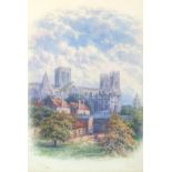 George Fall (British, 1848-1925): 'Minster, York from walls', watercolour, signed and titled, 26.5