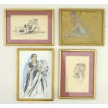 Charlotte Fawley (British, 20th century): Four small studies of Rudolf Nureyev, two signed by Rudolf