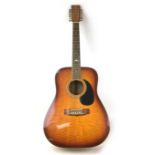 A Marlin 12 string acoustic guitar, model number MF2-7-12, with soft case.