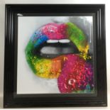 Patrice Murciano (French, b. 1969): two liquid art embellished prints, 'Strawberry Lips', 69 by