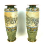 Hannah Bolton Barlow (British, 1851-1916) for Royal Doulton Lambeth, a pair of stoneware vases,