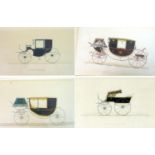 A group of four interesting 19th century prints of coach designs, comprising one titled ?Dress Coach