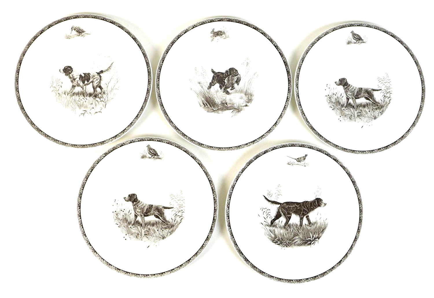 A set of five Wedgwood plates, circa 1960, printed with four designs from the series 'The American