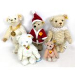 A group of five Steiff soft toy teddy bears, comprising a Millenium bear with Danbury Mint