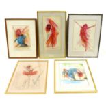 Charlotte Fawley (British, 20th century): five ballet studies, including 'Isadora', each signed