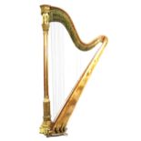 A Victorian harp, Sebastian and Pierre Erard's Harp Patent, No 5535, birds eye maple inlaid