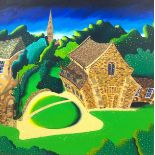Mikki Longley (British, 21st century): Oakham castle acrylic on canvas, signed, 60 by 60cm,