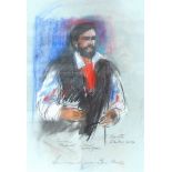 Charlotte Fawley (British, 20th century): 'Luciano Pavarotti in Tosca, Covent Garden', signed in