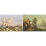 Continental School (20th century): a 19th century style seascape with sailing boats oil on canvas,