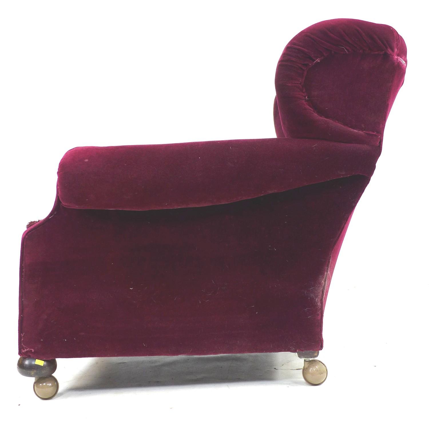 An Edwardian button back three seater sofa, 161 by 107 by 86cm high, together with a matching wing - Image 7 of 8