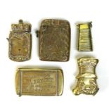A group of five brass Victorian and later vesta cases. (5)