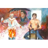 Charlotte Fawley (British, 20th century): Four studies of Rudolf Nureyev, oil / acrylic on canvas,