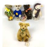 A group of five Steiff soft toy teddy bears, comprising a Winter bear, 35cm high, an Autumn bear,
