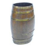 A Victorian oak and brass bound coopered barrel, 37 by 30 by 61cm high.