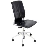 Alberto Meda for Vitra, a vintage leather and chrome desk chair, with black leather seat and back,