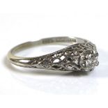 An 18ct white gold and diamond solitaire ring of Art Deco design, marked Sheppard, possibly for A