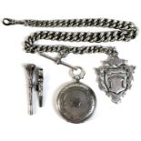 A late 19th century Baume & Company 'Fine Silver' cased pocket watch, full hunter, key wind,